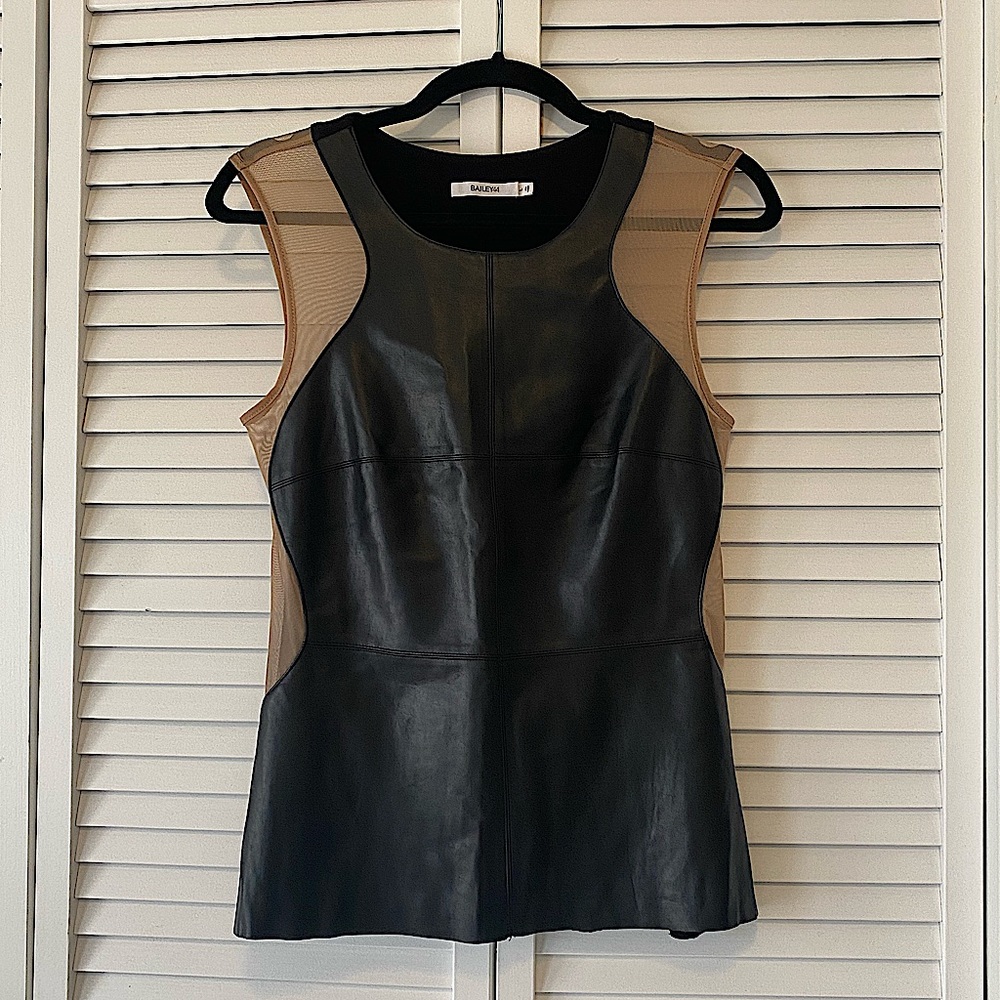 Bailey 44 Leather and Mesh Tank Large